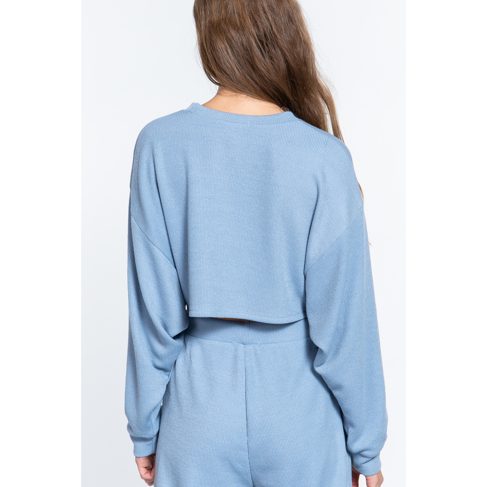 Long Dolman Slv Hacci Crop Top - Picture 3 of 6